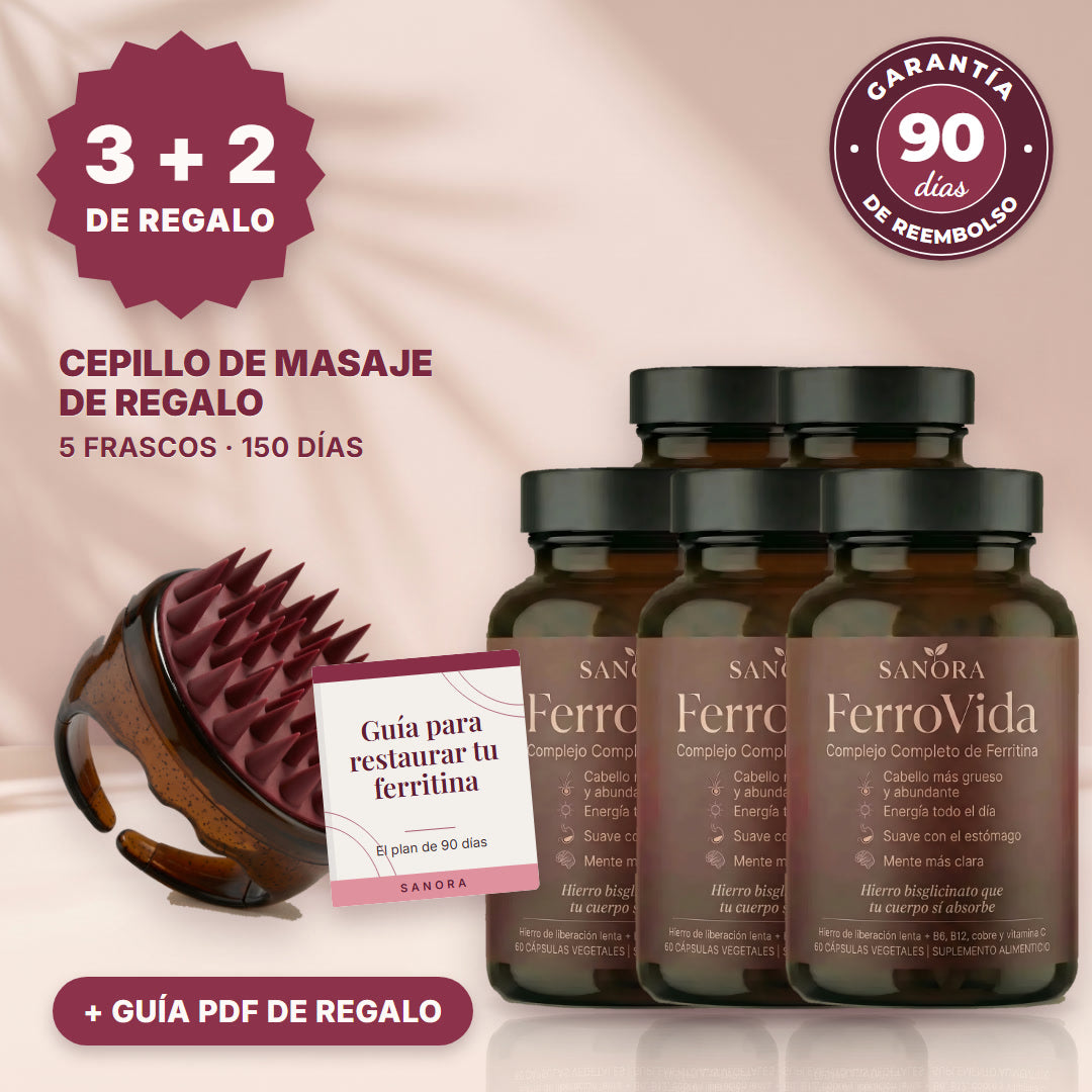 Compra 3 + 2 de regalo: 5 frascos, cepillo de masaje y guía en PDF de regalo