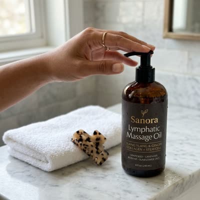 Sanora Lymphatic Firming Massage Oil in use
